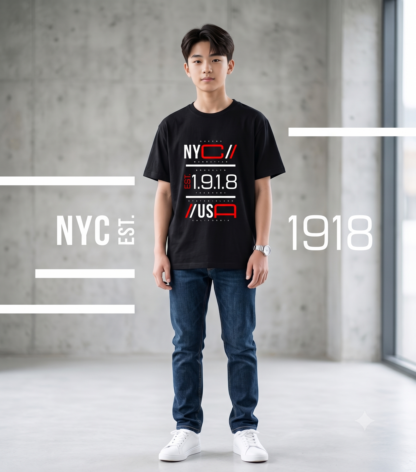 NAOYA "NYC EST. 1918 USA" Men's T-Shirt