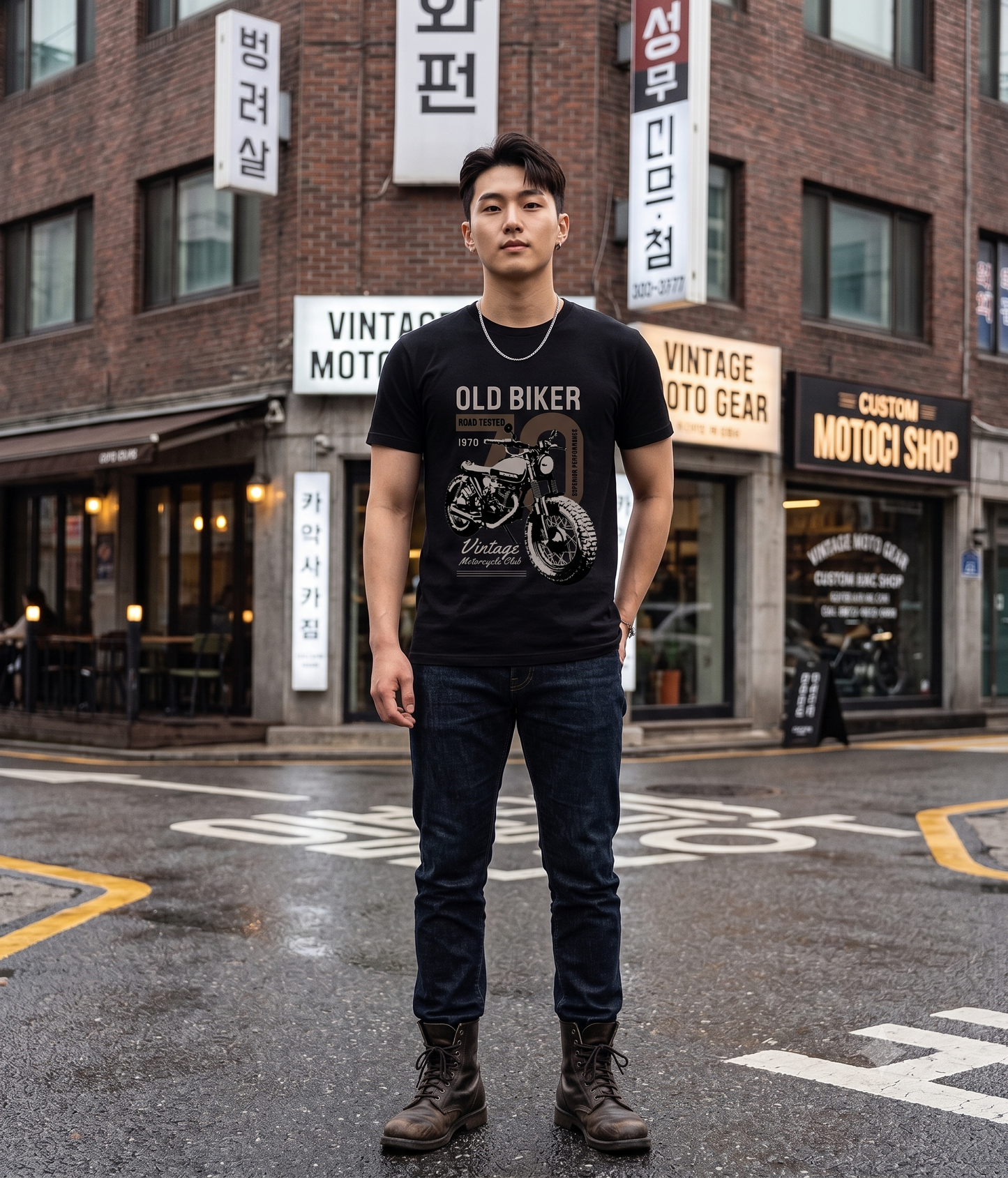 NAOYA "OLD BIKER 1970" Men's T-Shirt